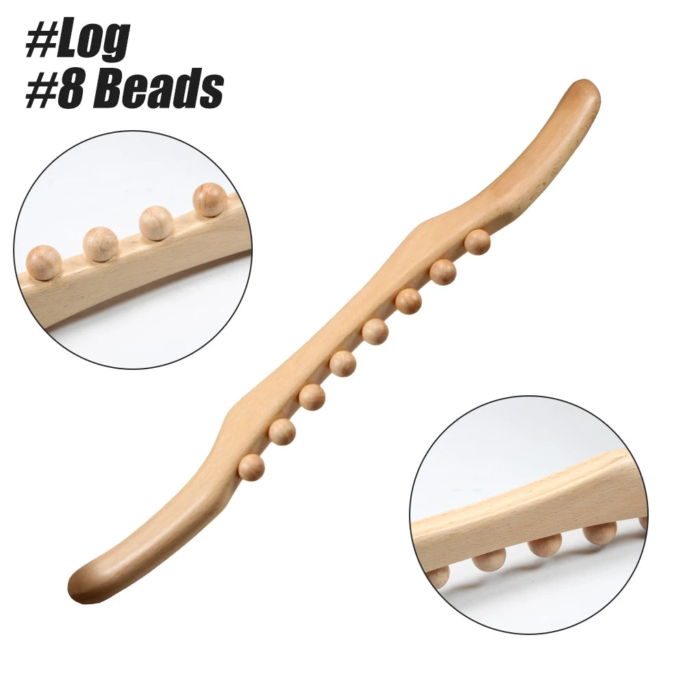 Guasha Wood Stick Massage Tool,36 Beads Wood Massage Roller Stick,Lymphatic Drainage Massager for Body Shaping,Back,Leg