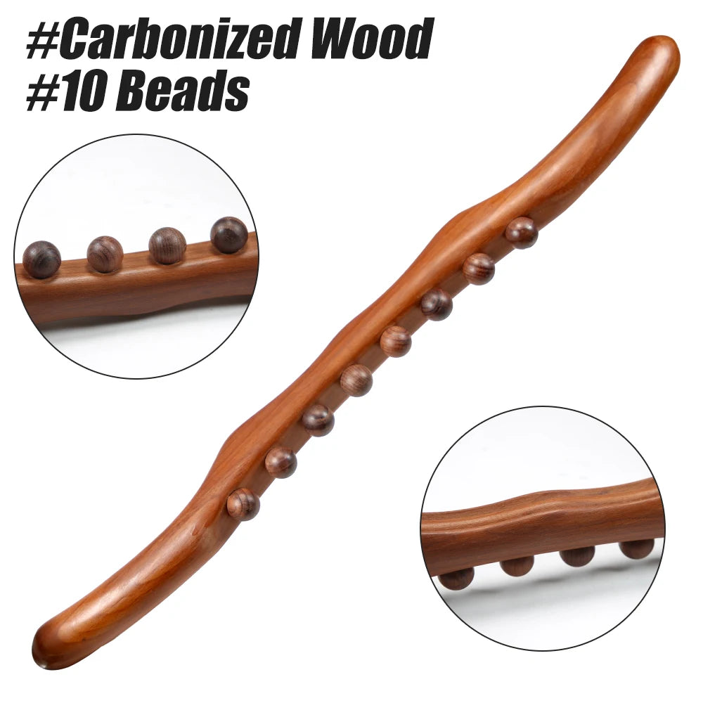 Guasha Wood Stick Massage Tool,36 Beads Wood Massage Roller Stick,Lymphatic Drainage Massager for Body Shaping,Back,Leg