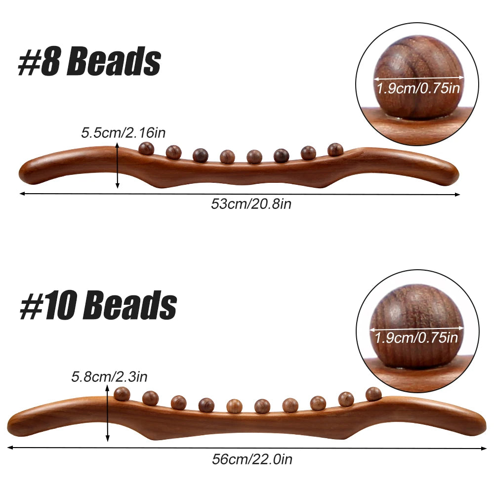 Guasha Wood Stick Massage Tool,36 Beads Wood Massage Roller Stick,Lymphatic Drainage Massager for Body Shaping,Back,Leg