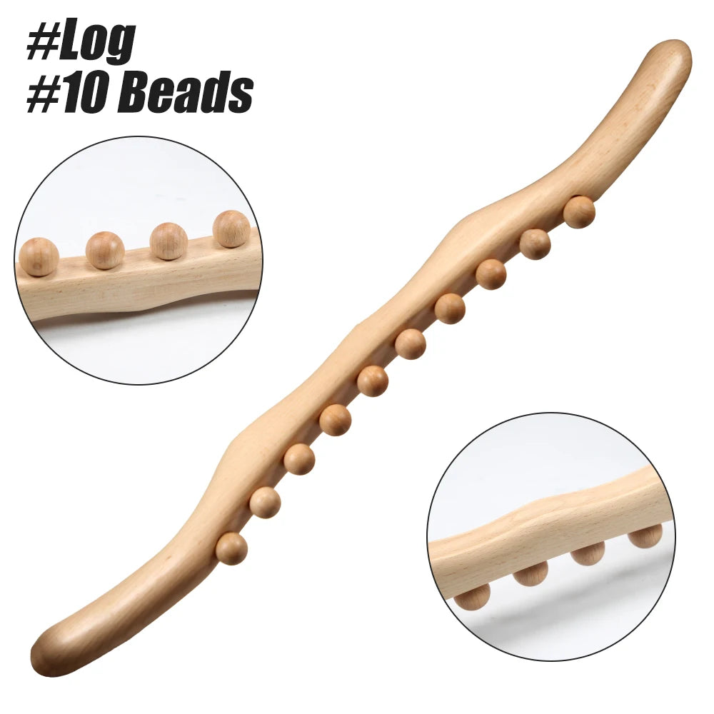 Guasha Wood Stick Massage Tool,36 Beads Wood Massage Roller Stick,Lymphatic Drainage Massager for Body Shaping,Back,Leg