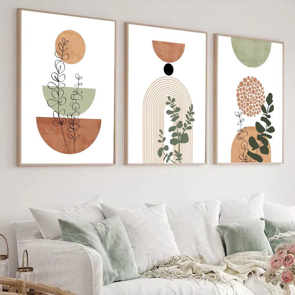 Modern Boho Abstract Shape Plant Poster 