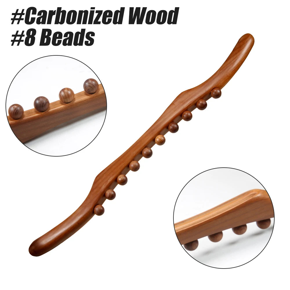 Guasha Wood Stick Massage Tool,36 Beads Wood Massage Roller Stick,Lymphatic Drainage Massager for Body Shaping,Back,Leg