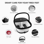 Indulge in Ultimate Relaxation with the Collapsible Electric Foot Spa - Heated, Bubbles & 8 Shiatsu Rollers for Soothing Muscle Relief - Portable Foot Massage Tub in Sleek Black