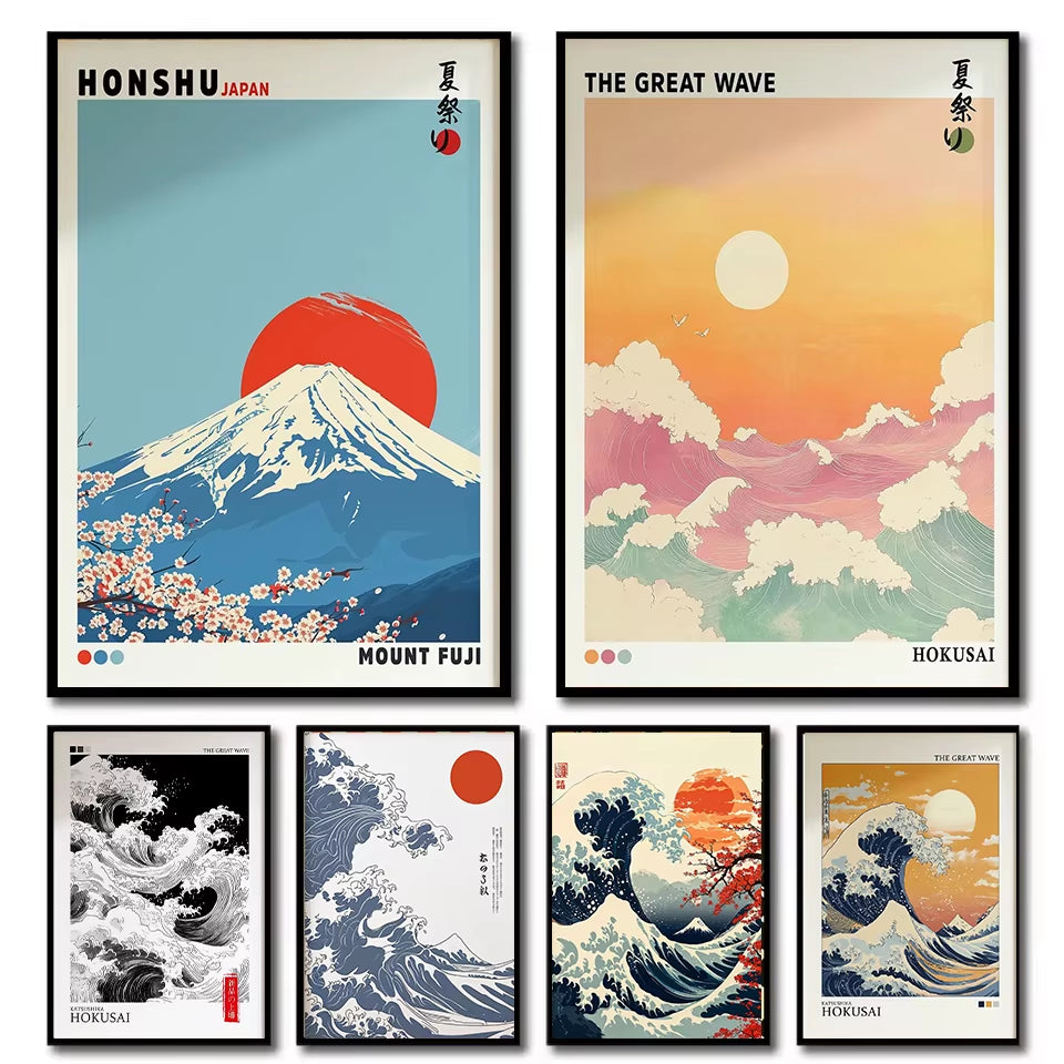 Mount Fuji Sunrise Wave Canvas Print 