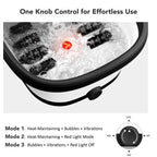 Indulge in Ultimate Relaxation with the Collapsible Electric Foot Spa - Heated, Bubbles & 8 Shiatsu Rollers for Soothing Muscle Relief - Portable Foot Massage Tub in Sleek Black